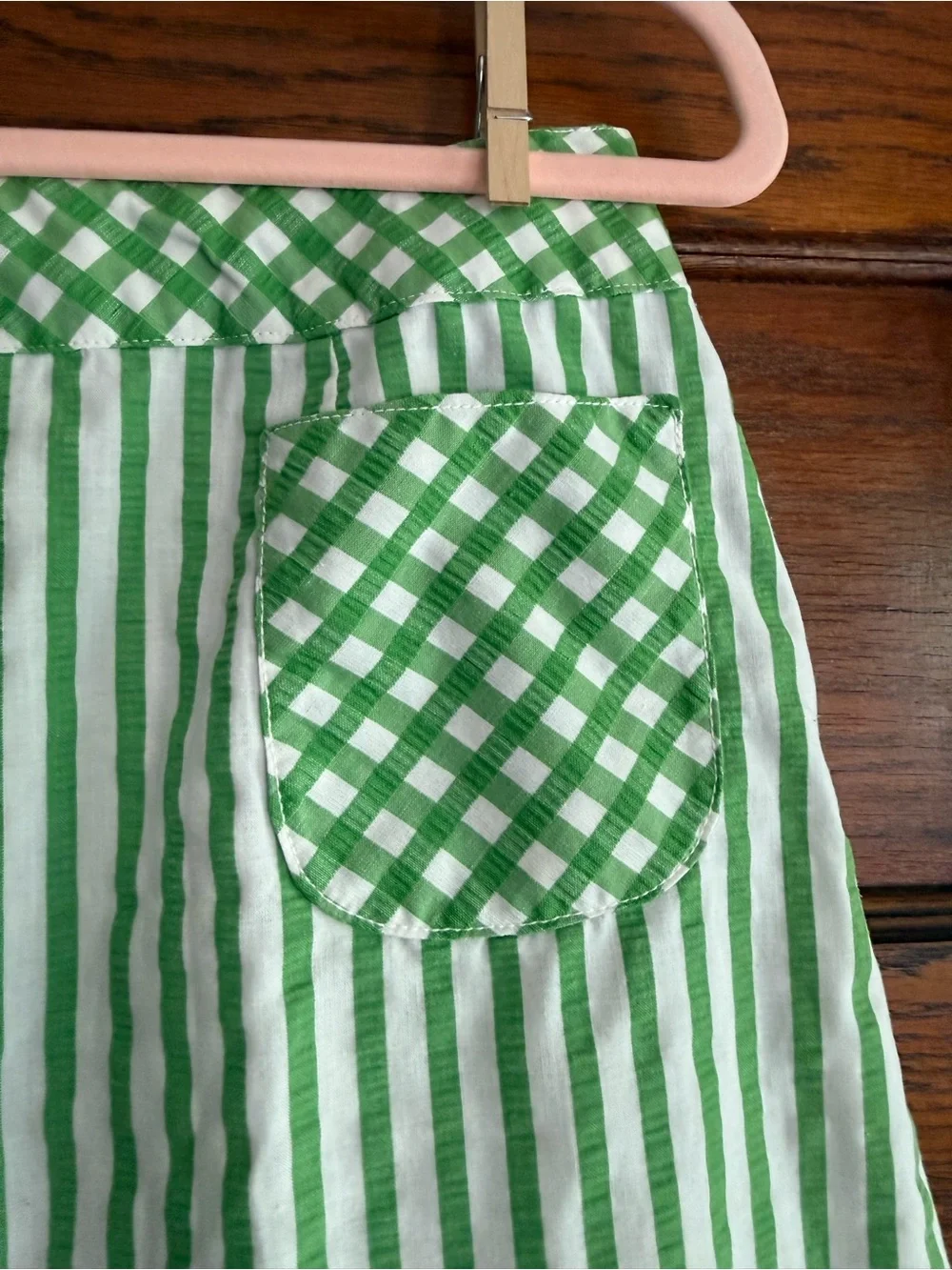 VINTAGE AUSTIN HILL Striped Gingham Mini Skirt Button Down Cute Picnic A Line M